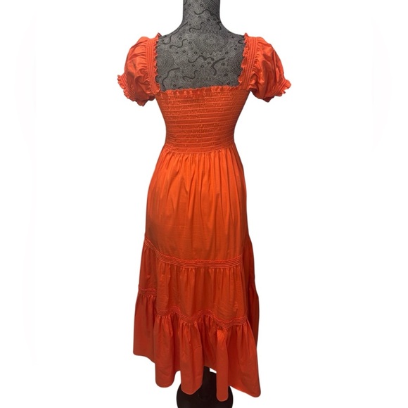 Tory Burch Smocked midi maxi orange dress size XS - Picture 4 of 10